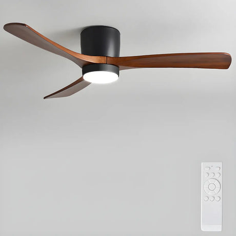 Nordic Solid Wood LED Dimmable Ceiling Fan with Light Image - 2
