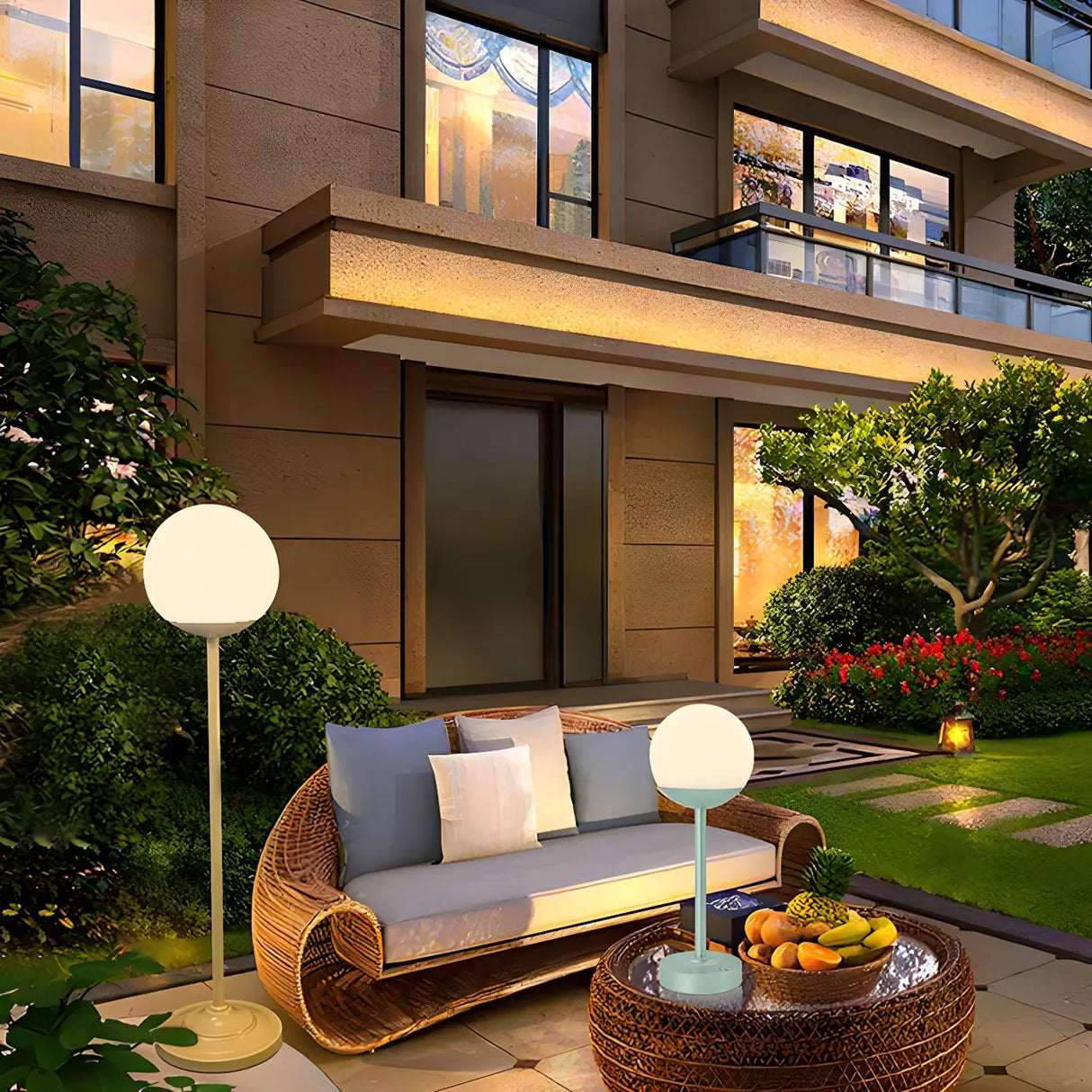 Nordic Sphere Aluminum Outdoor Floor Lamp 1 Light