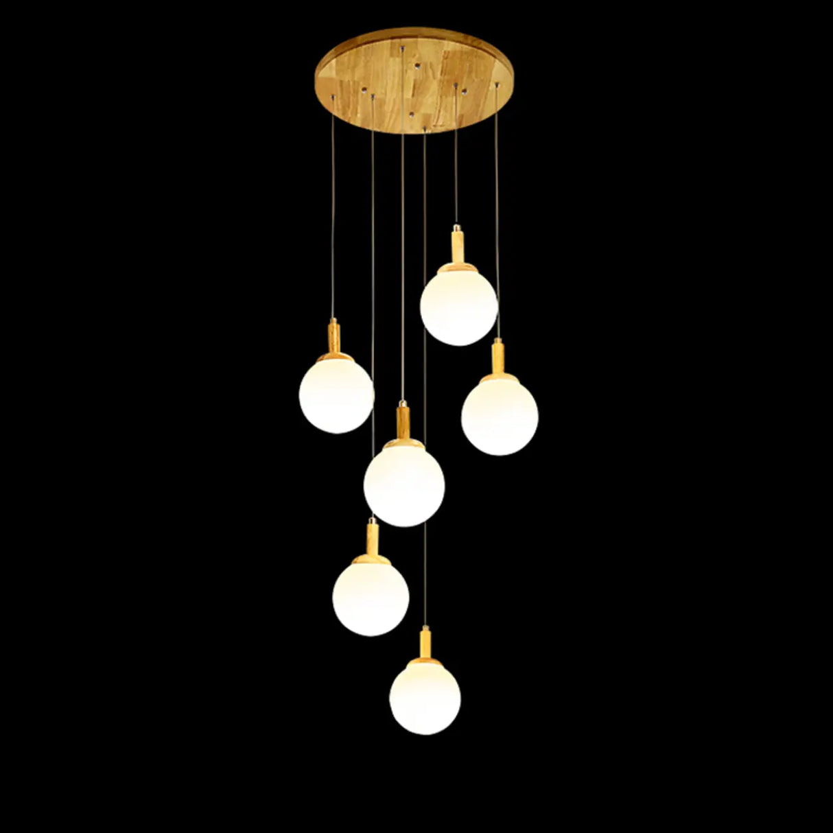 Nordic Stairwell Cluster White Glass Globe Pendant Light Image - 4