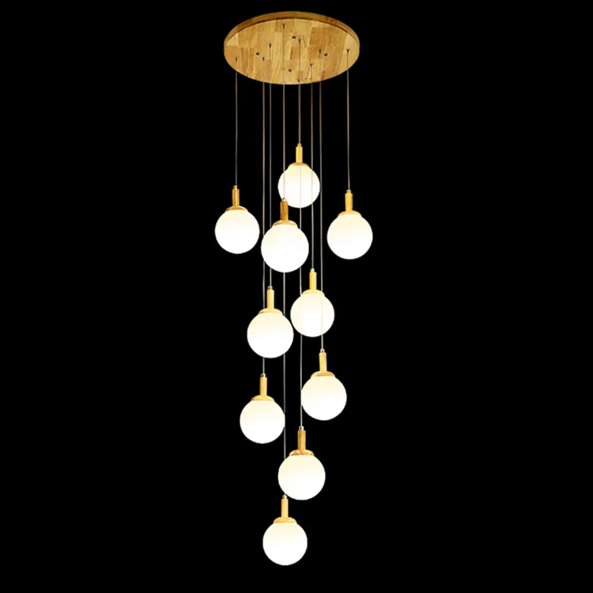 Nordic Stairwell Cluster White Glass Globe Pendant Light Image - 7