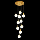 Nordic Stairwell Cluster White Glass Globe Pendant Light Image - 7