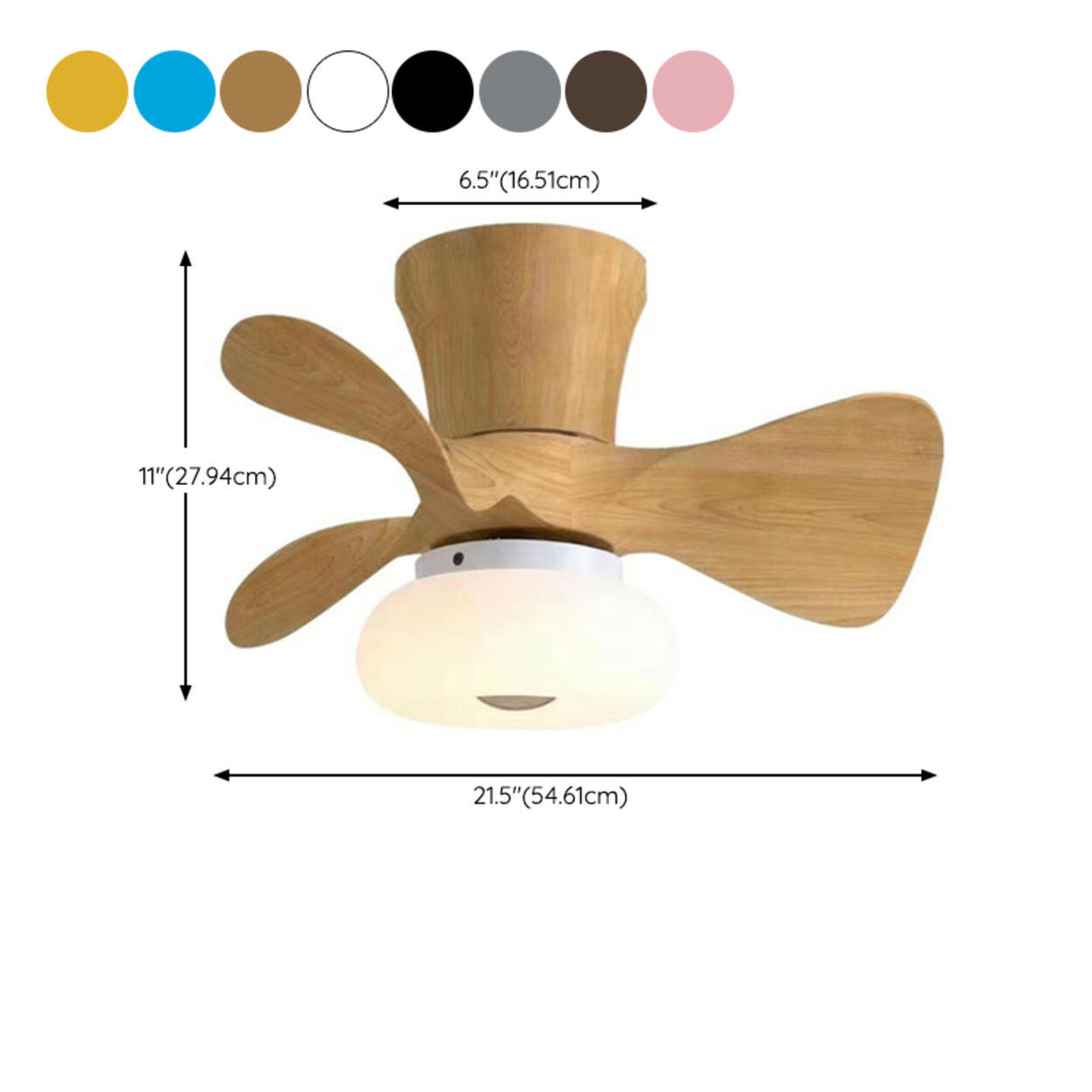 Nordic Style Mini 3 Blade Wood Ceiling Fan with Light 