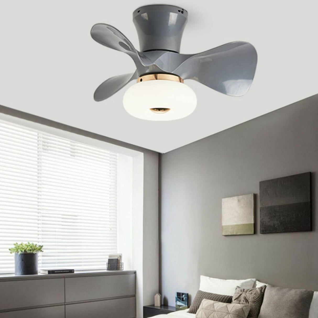 Nordic Style Mini 3 Blade Wood Ceiling Fan with Light Image - 5