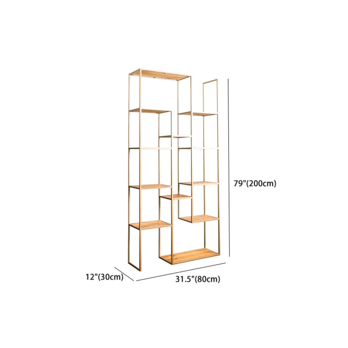 Nordic Style Open Back Geometric Wood Display Bookshelf 