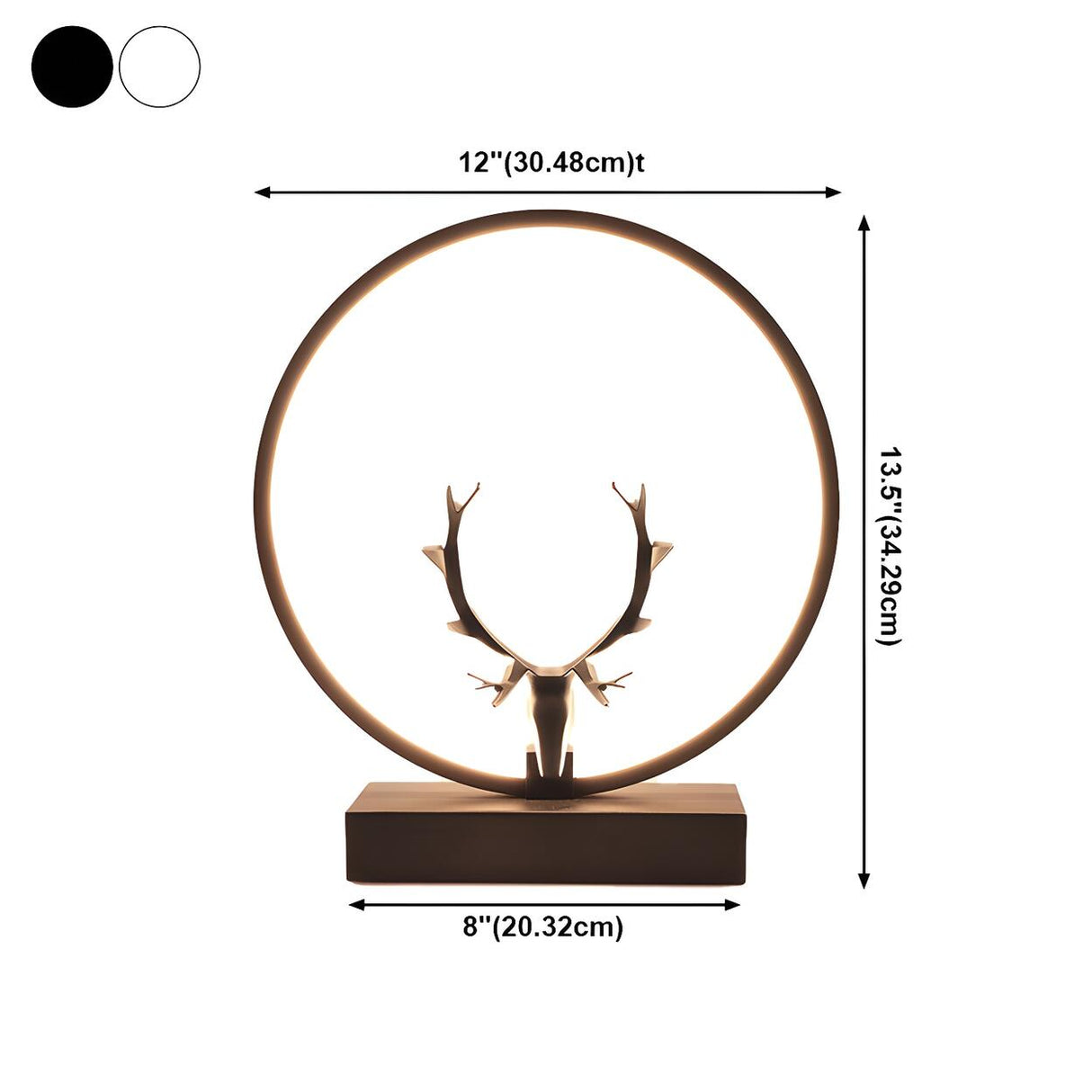 Nordic Stylish Black Antler Circle Bedroom Table Lamp 