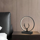 Nordic Stylish Black Antler Circle Bedroom Table Lamp Image - 4
