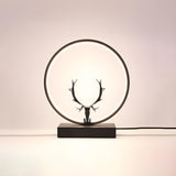 Nordic Stylish Black Antler Circle Bedroom Table Lamp Image - 7