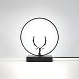 Nordic Stylish Black Antler Circle Bedroom Table Lamp Image - 8