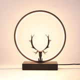 Nordic Stylish Black Antler Circle Bedroom Table Lamp Image - 9