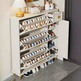 Nordic Tall Wood Hallway White Shoe Cabinet Storage Image - 7