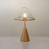 Nordic Unique Gold Cone Glass Shade Bedroom Table Lamp Image - 8