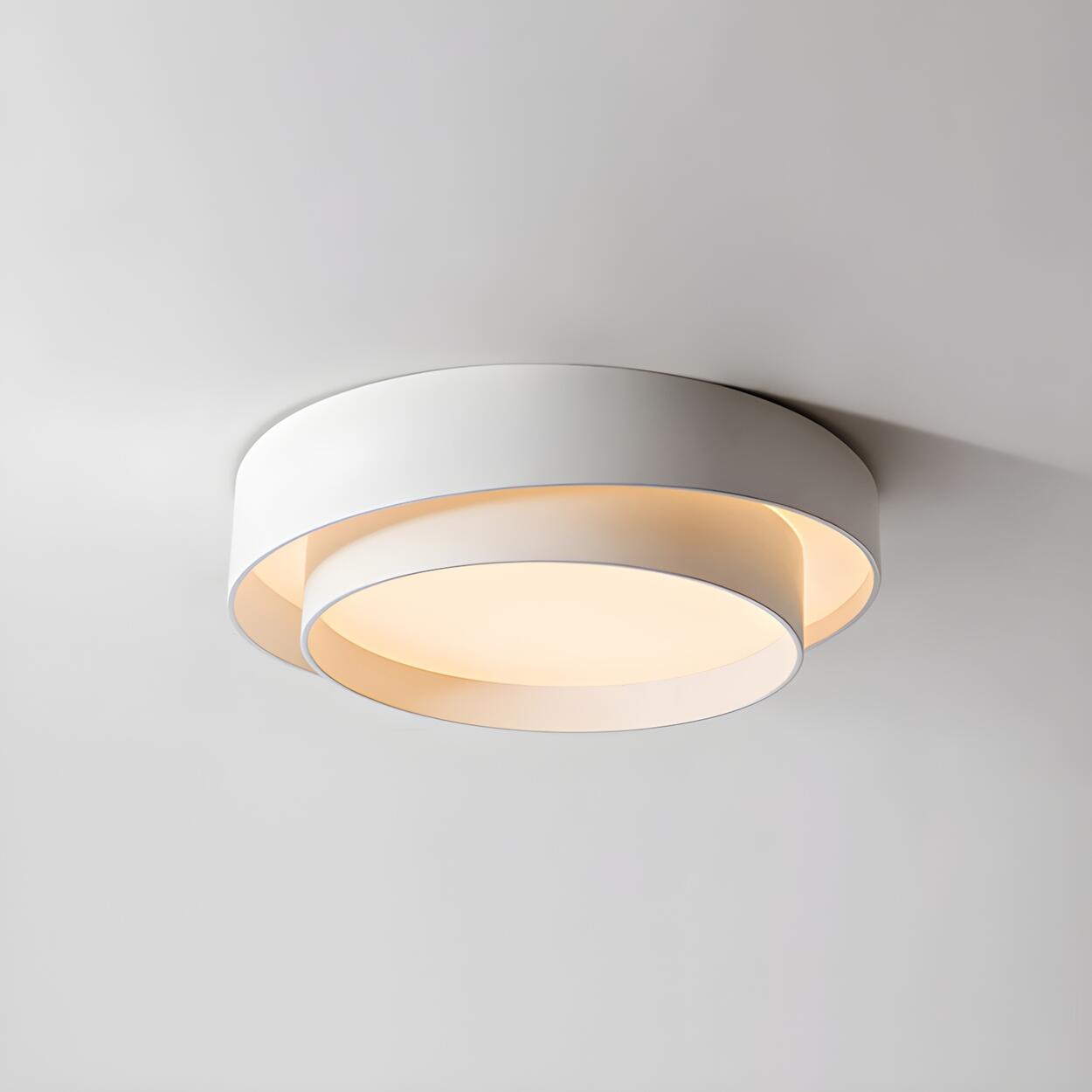 Nordic white layered drum LED flush mount ceiling light for bedroom and living room