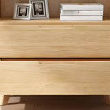 Nordic Wood Cabinet Oak Glass Doors Storage Bookcase Image - 10
