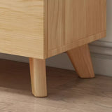 Nordic Wood Cabinet Oak Glass Doors Storage Bookcase Image - 11
