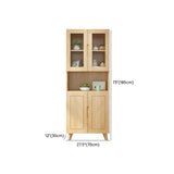 Nordic Wood Cabinet Oak Glass Doors Storage Bookcase Image - 14