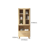Nordic Wood Cabinet Oak Glass Doors Storage Bookcase Image - 15