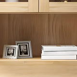 Nordic Wood Cabinet Oak Glass Doors Storage Bookcase Image - 9