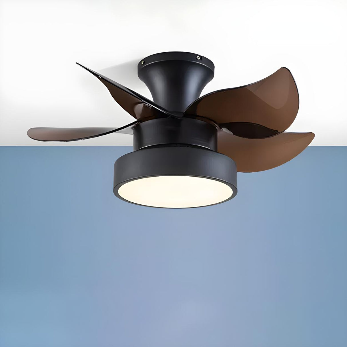 Nordic Wood Finish Minimalist Ceiling Fan with Light Image - 6
