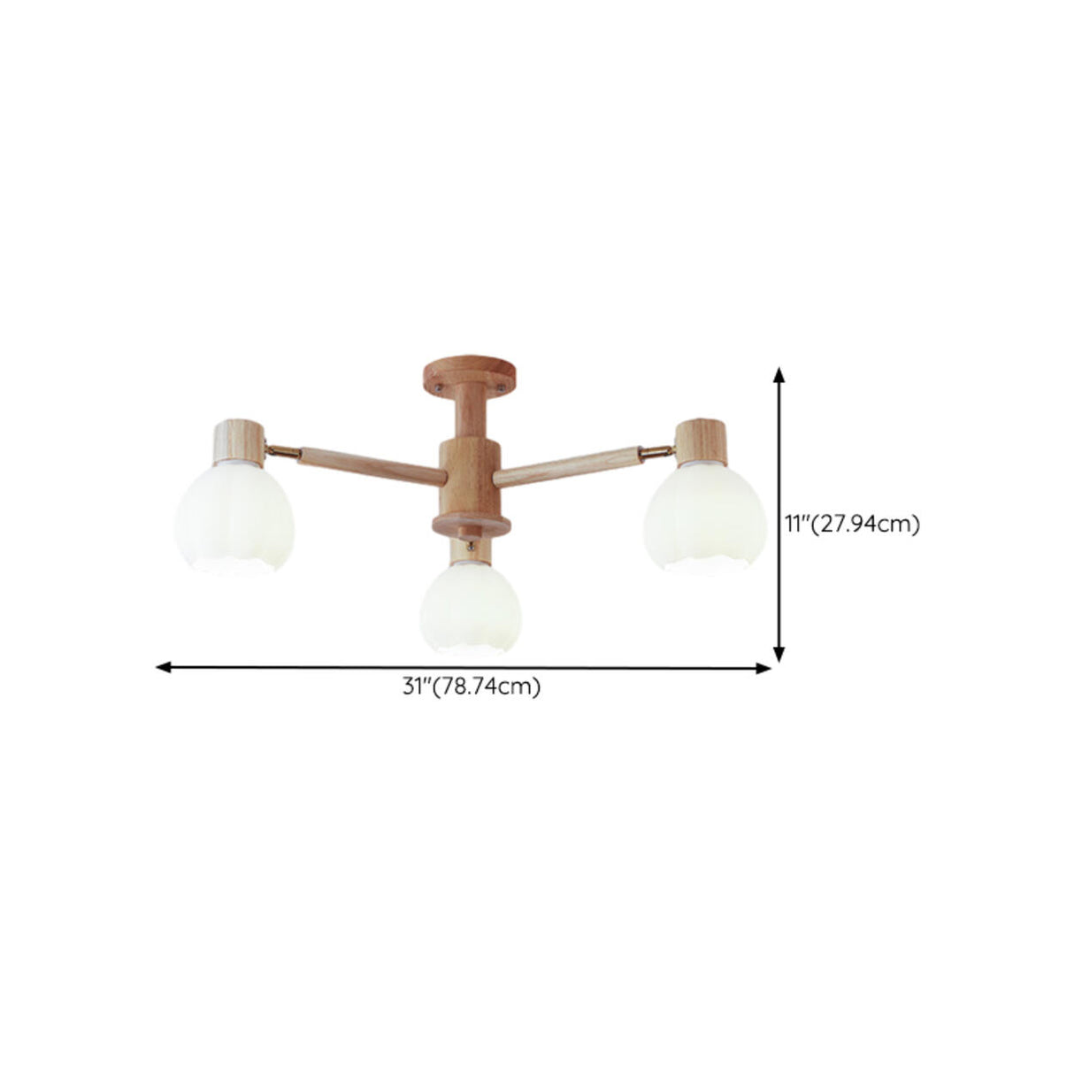 Nordic Wooden Globe Floral Semi-Flush Mount Light 