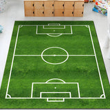 Novelty Soccer Field Pattern Polyester Green Area Rug Image - 4