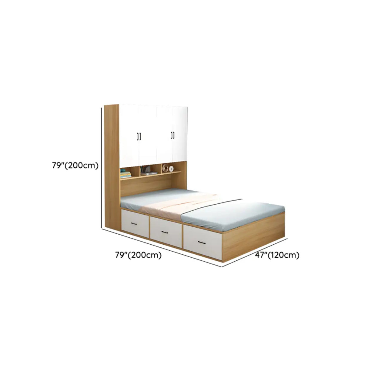 Nut-Brown King Wood Storage Bed with Mattress and Drawers Image - 10
