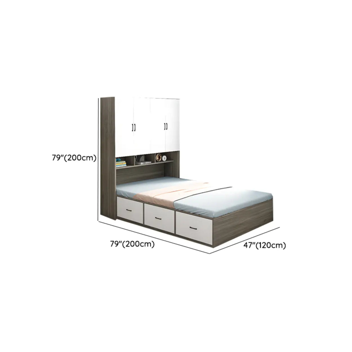 Nut-Brown King Wood Storage Bed with Mattress and Drawers Image - 11