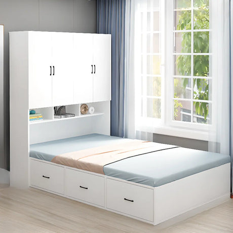 Nut-Brown King Wood Storage Bed with Mattress and Drawers Image - 2