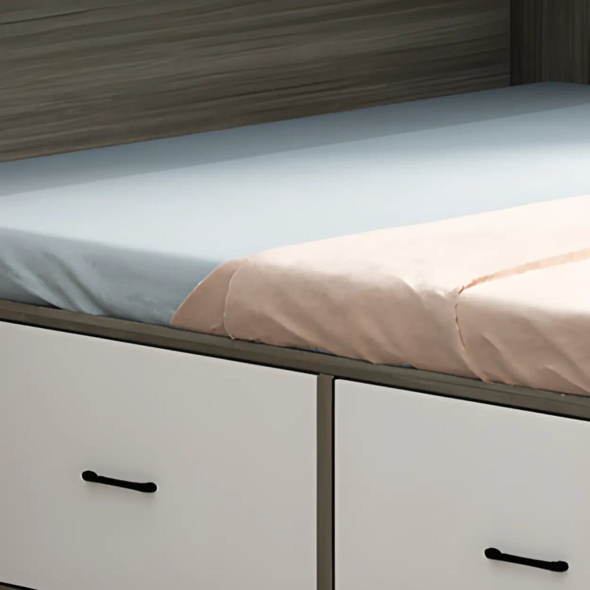 Nut-Brown King Wood Storage Bed with Mattress and Drawers Image - 5