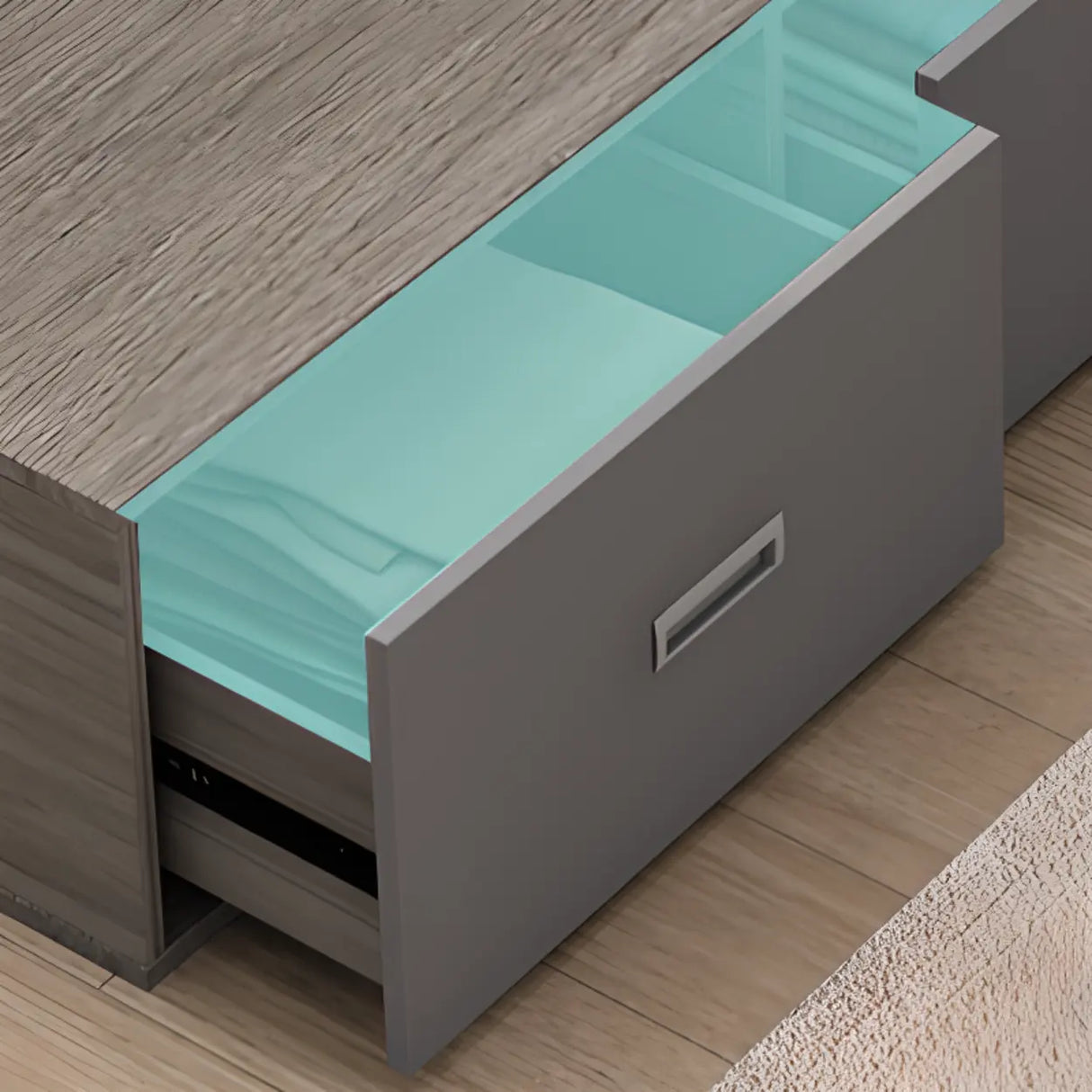 Nut-Brown King Wood Storage Bed with Mattress and Drawers Image - 6