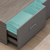 Nut-Brown King Wood Storage Bed with Mattress and Drawers Image - 6