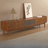 Nut-Brown Oak Medium Wood Tone TV Stand with Storage Image - 2