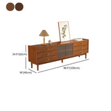 Nut-Brown Oak Medium Wood Tone TV Stand with Storage Image - 21
