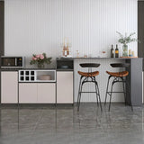Nut-Brown Rectangular Wood Bar Table with Storage Image - 10