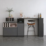 Nut-Brown Rectangular Wood Bar Table with Storage Image - 7
