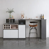Nut-Brown Rectangular Wood Bar Table with Storage Image - 8
