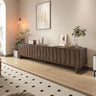 Nut-Brown Wave Texture Rectangle Wood Drawers TV Stand Image - 4