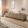 Nut-Brown Wave Texture Rectangle Wood Drawers TV Stand Image - 6