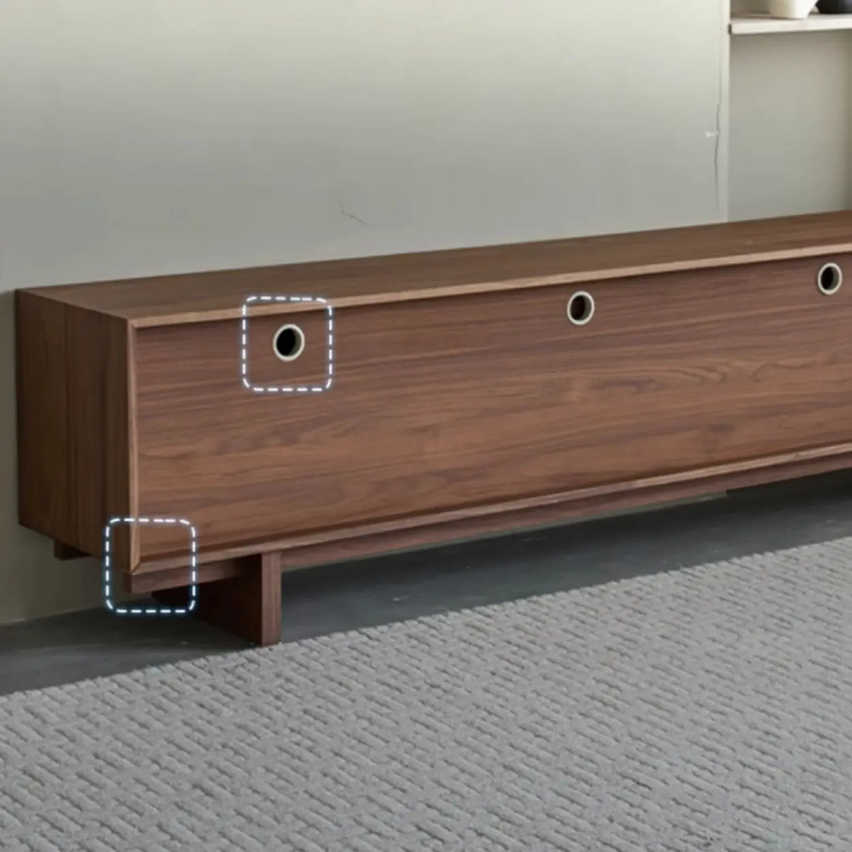 Nut-Brown Wave Texture Rectangle Wood Drawers TV Stand Image - 8