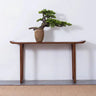 Nut-Brown Wood Double Pedestal Entryway Console Table Image - 1