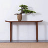 Nut-Brown Wood Double Pedestal Entryway Console Table Image - 1