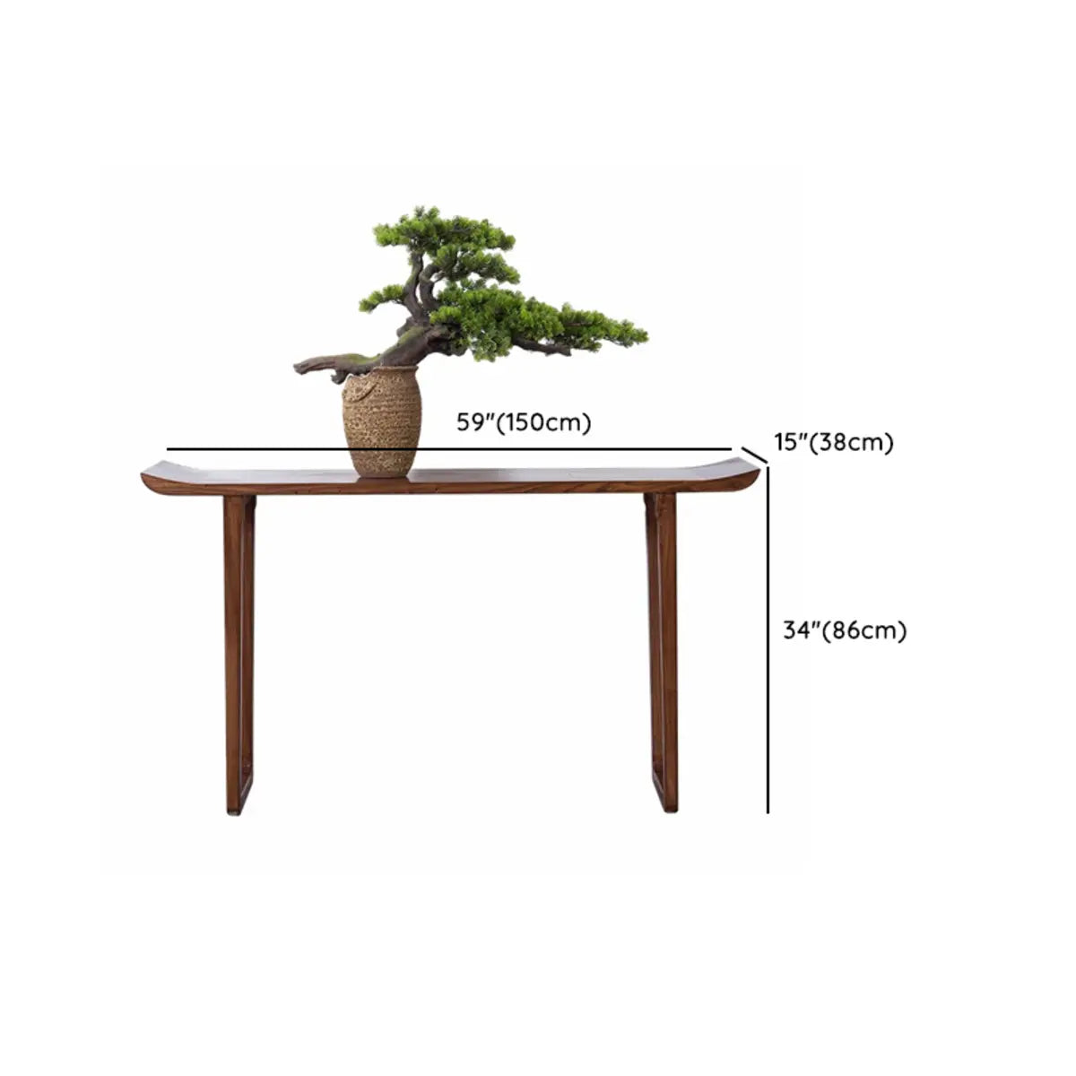 Nut-Brown Wood Double Pedestal Entryway Console Table 
