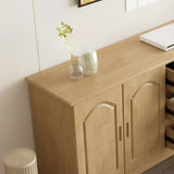 Nut-Brown Wood Drawers Cabinet Rectangle TV Stand Image - 8