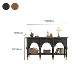 Nut-Brown Wood Foyer Storage Console Table with Shelves Image - 14