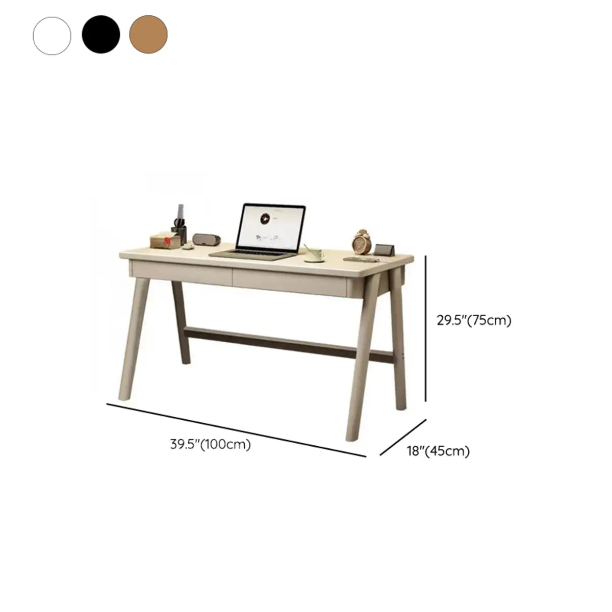 Nut-Brown Wooden Drawers Rectangular Computer Desk 