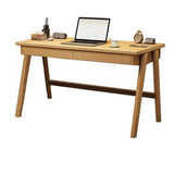 Nut-Brown Wooden Drawers Rectangular Computer Desk Image - 3
