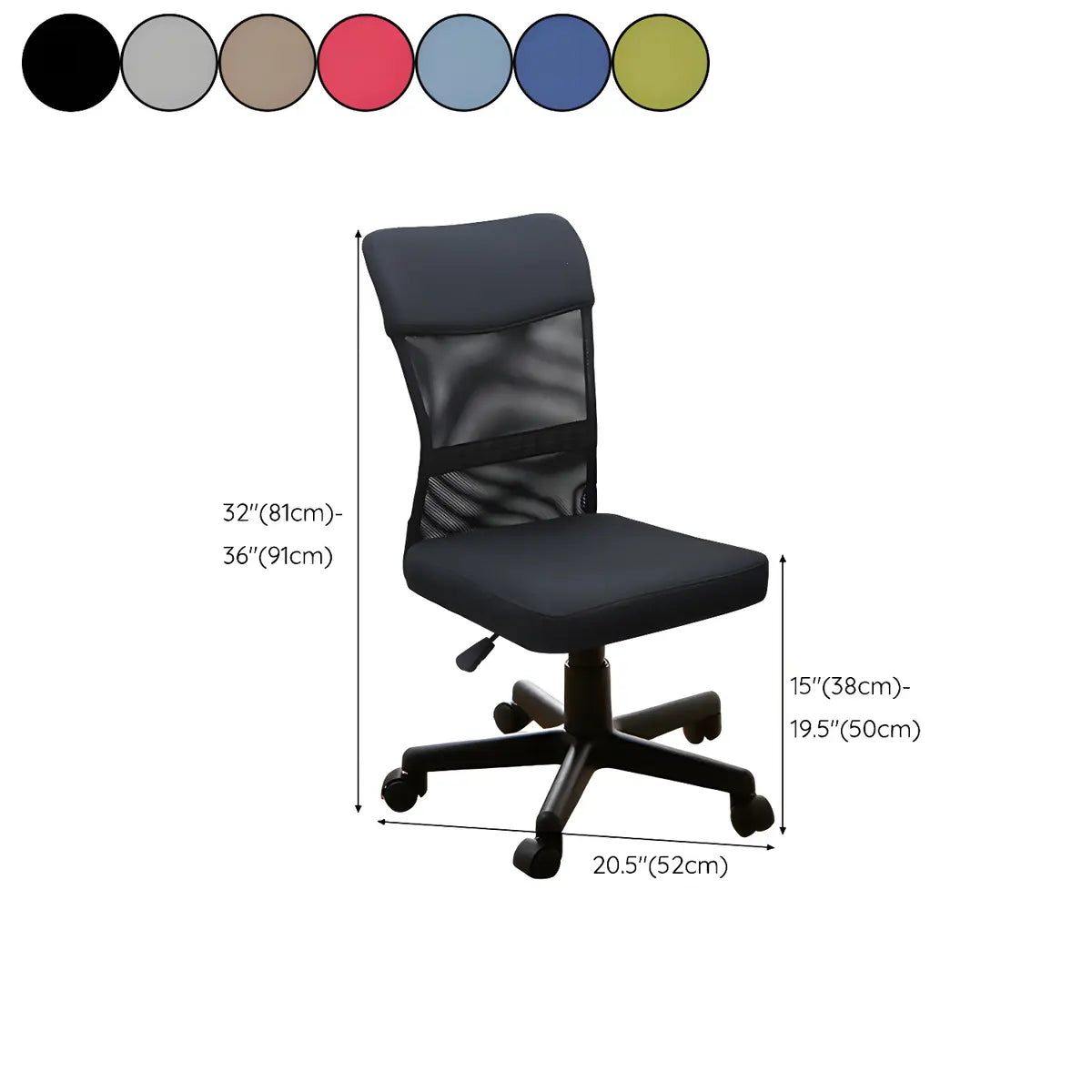Nylon Base and Wheels Ergonomic Mesh Swivel Office Chair 