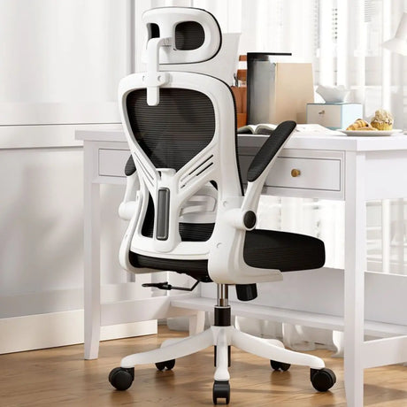 Nylon Ergonomic Mesh White Adjustable Compact Office Chair Image - 1