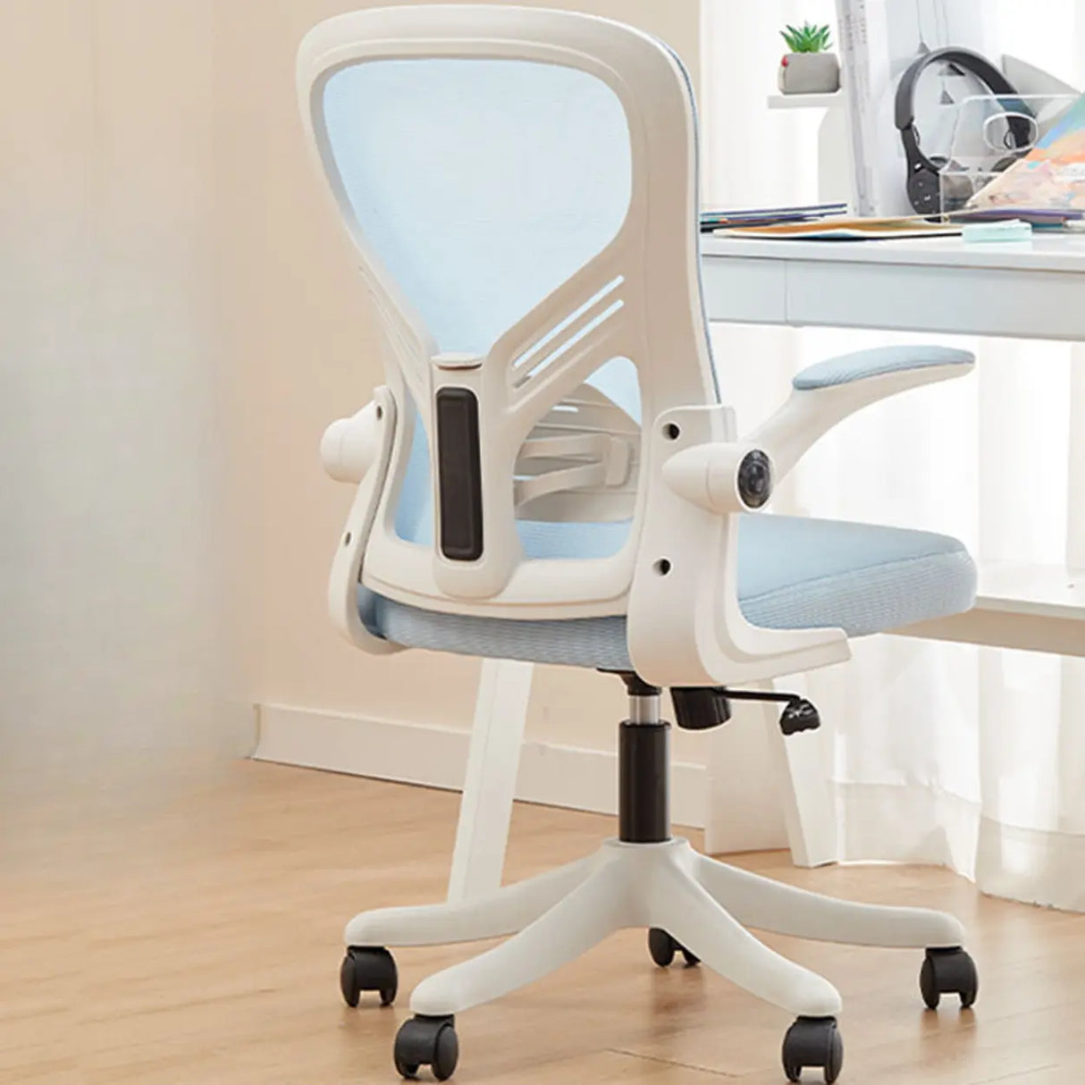 Nylon Ergonomic Mesh White Adjustable Compact Office Chair Image - 10