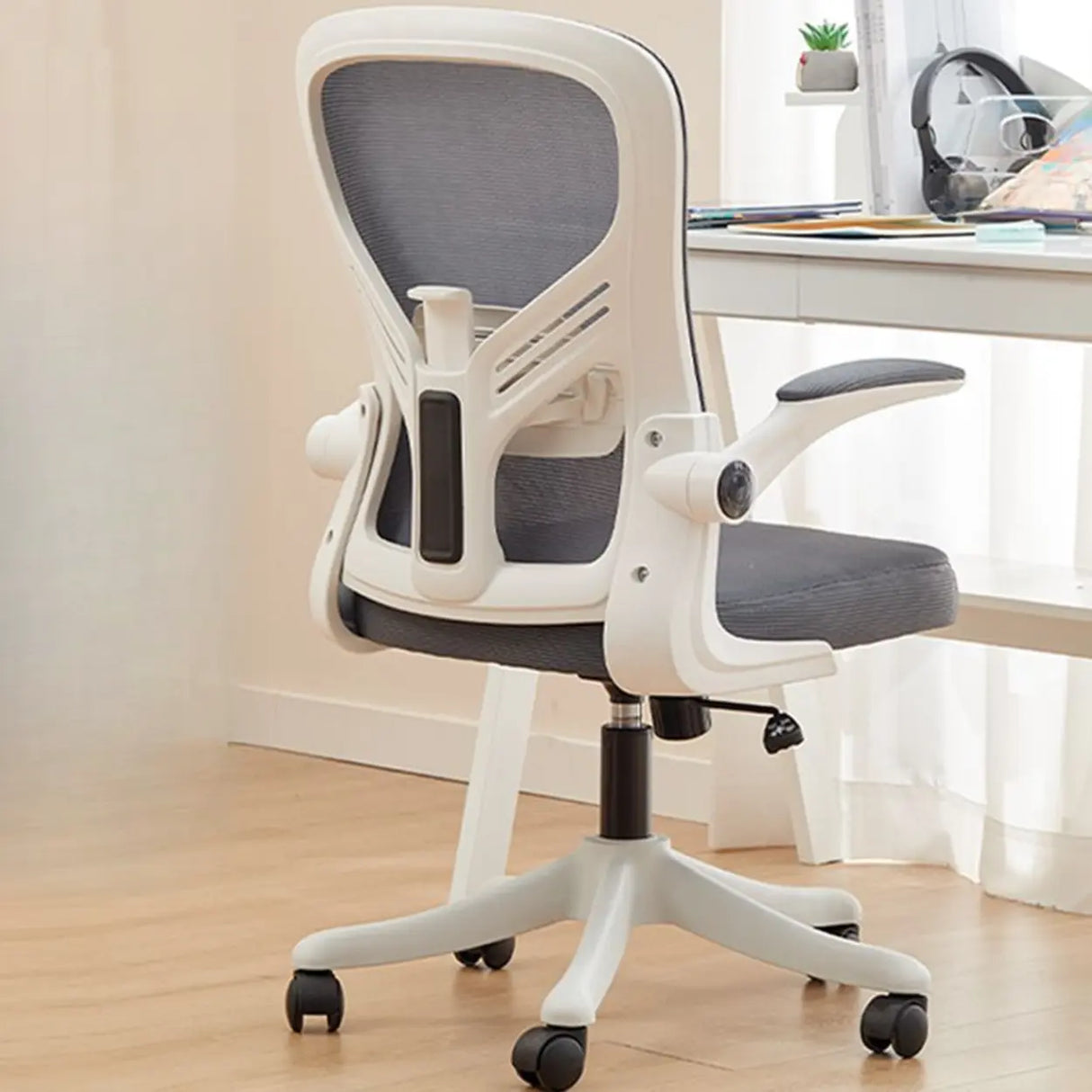 Nylon Ergonomic Mesh White Adjustable Compact Office Chair Image - 12