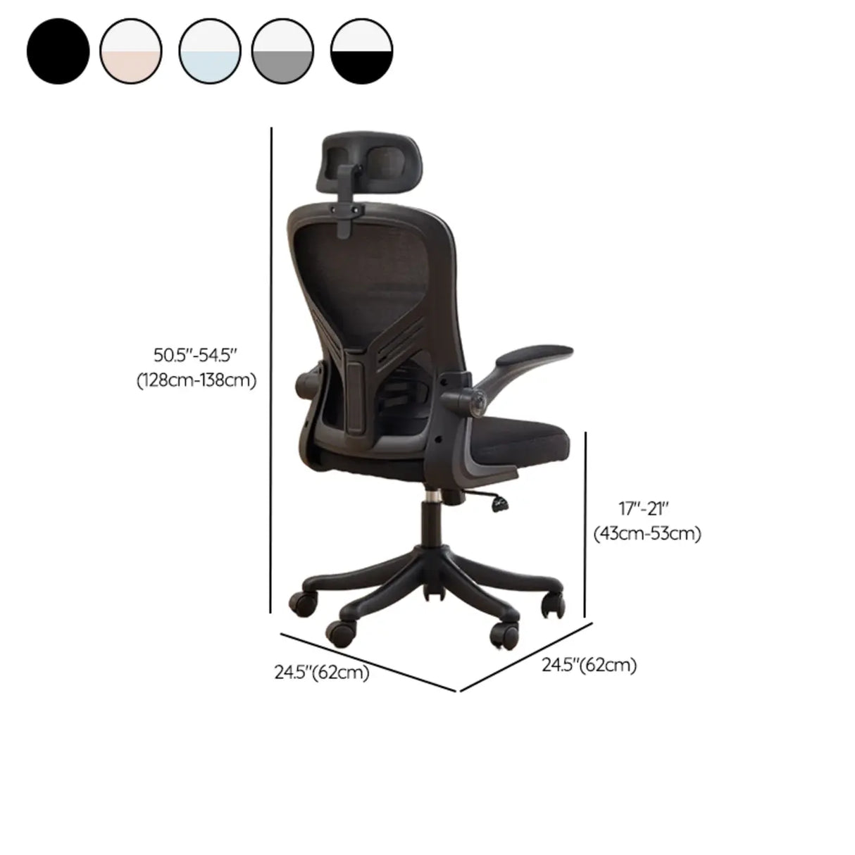 Nylon Ergonomic Mesh White Adjustable Compact Office Chair Image - 17
